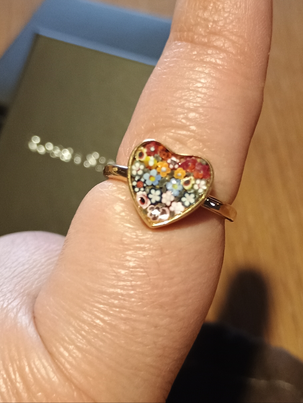 Ross + Simons Murano Floral Mosaic Heart Set Necklace, Earrings & Ring Sz. 9 — image 4 of 8
